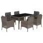 vidaXL 7-tlg. Garten-Essgruppe mit Kissen Grau Poly Rattan vidaXL 7-tlg. Garten-Essgruppe mit Kissen Grau Poly Rattan