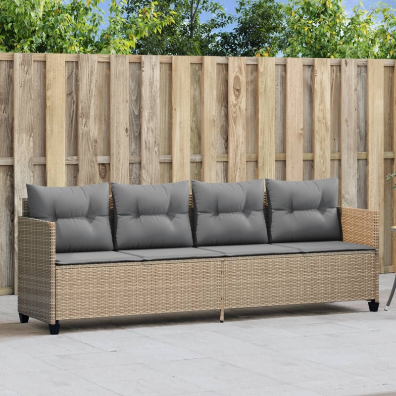 vidaXL Sonnenliege mit Kissen Beige Poly Rattan vidaXL Sonnenliege mit Kissen Beige Poly Rattan
