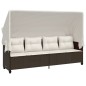 vidaXL Sonnenliege mit Dach und Kissen Braun Poly Rattan vidaXL Sonnenliege mit Dach und Kissen Braun Poly Rattan