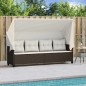 vidaXL Sonnenliege mit Dach und Kissen Braun Poly Rattan vidaXL Sonnenliege mit Dach und Kissen Braun Poly Rattan
