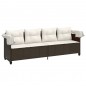 vidaXL Sonnenliege mit Dach und Kissen Braun Poly Rattan vidaXL Sonnenliege mit Dach und Kissen Braun Poly Rattan