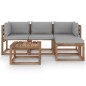 5-tlg. Garten-Lounge-Set mit Grauen Kissen 5-tlg. Garten-Lounge-Set mit Grauen Kissen