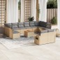 vidaXL 13-tlg. Garten-Sofagarnitur mit Kissen Beige Poly Rattan vidaXL 13-tlg. Garten-Sofagarnitur mit Kissen Beige Poly Rattan