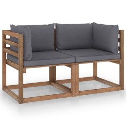 vidaXL Garten-Palettensofa 2-Sitzer mit Kissen in Anthrazit
