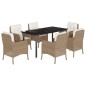 vidaXL 7-tlg. Garten-Essgruppe mit Kissen Beige Poly Rattan vidaXL 7-tlg. Garten-Essgruppe mit Kissen Beige Poly Rattan