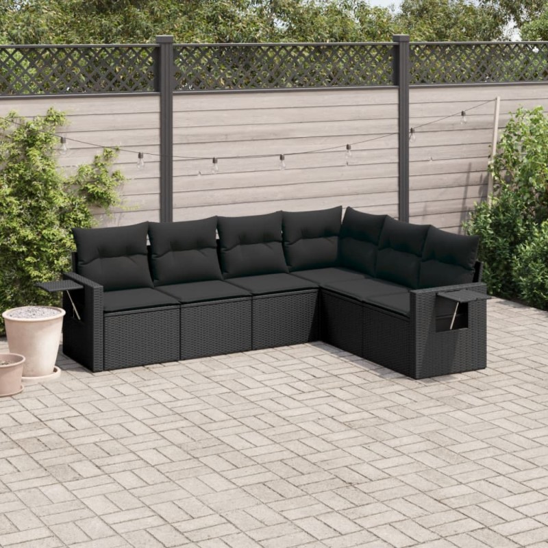 vidaXL 6-tlg. Garten-Sofagarnitur mit Kissen Schwarz Poly Rattan vidaXL 6-tlg. Garten-Sofagarnitur mit Kissen Schwarz Poly Rattan
