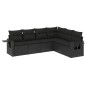vidaXL 6-tlg. Garten-Sofagarnitur mit Kissen Schwarz Poly Rattan vidaXL 6-tlg. Garten-Sofagarnitur mit Kissen Schwarz Poly Rattan