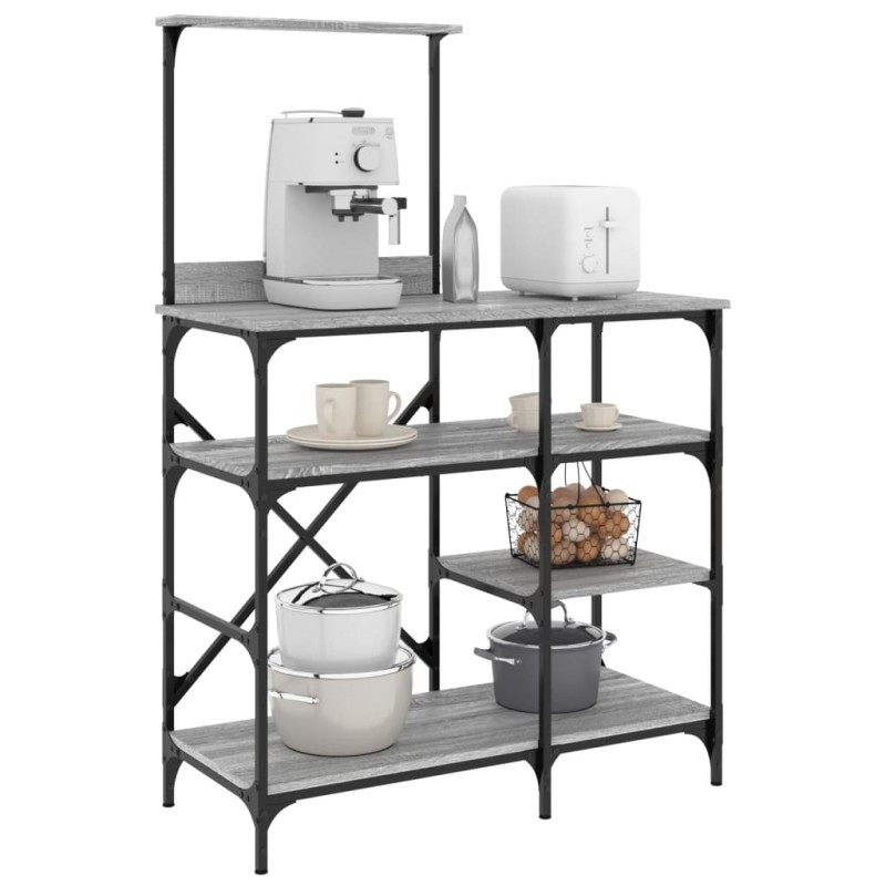 vidaXL Bäckerregal Grau Sonoma 90x40x132 cm Holzwerkstoff und Metall vidaXL Bäckerregal Grau Sonoma 90x40x132 cm Holzwerkstoff und Metall