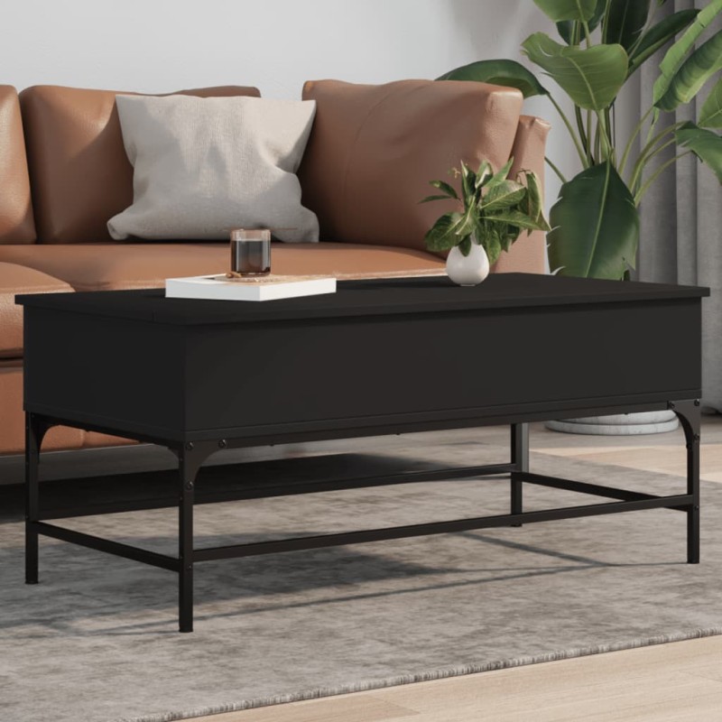 vidaXL Couchtisch Schwarz 100x50x45 cm Holzwerkstoff und Metall vidaXL Couchtisch Schwarz 100x50x45 cm Holzwerkstoff und Metall