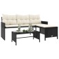 vidaXL Gartensofa in L-Form mit Tisch und Kissen Schwarz Poly Rattan vidaXL Gartensofa in L-Form mit Tisch und Kissen Schwarz Poly Rattan
