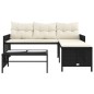 vidaXL Gartensofa in L-Form mit Tisch und Kissen Schwarz Poly Rattan vidaXL Gartensofa in L-Form mit Tisch und Kissen Schwarz Poly Rattan