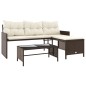 vidaXL Gartensofa in L-Form mit Tisch und Kissen Braun Poly Rattan vidaXL Gartensofa in L-Form mit Tisch und Kissen Braun Poly Rattan