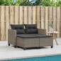 vidaXL Gartensofa 2-Sitzer mit Hockern Grau Poly Rattan vidaXL Gartensofa 2-Sitzer mit Hockern Grau Poly Rattan