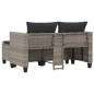 vidaXL Gartensofa 2-Sitzer mit Hockern Grau Poly Rattan vidaXL Gartensofa 2-Sitzer mit Hockern Grau Poly Rattan