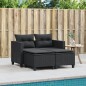 vidaXL Gartensofa 2-Sitzer mit Hockern Schwarz Poly Rattan vidaXL Gartensofa 2-Sitzer mit Hockern Schwarz Poly Rattan