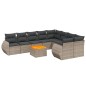 vidaXL 10-tlg. Garten-Sofagarnitur mit Kissen Grau Poly Rattan vidaXL 10-tlg. Garten-Sofagarnitur mit Kissen Grau Poly Rattan