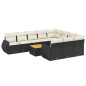 vidaXL 11-tlg. Garten-Sofagarnitur mit Kissen Schwarz Poly Rattan vidaXL 11-tlg. Garten-Sofagarnitur mit Kissen Schwarz Poly Rattan