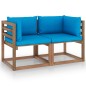 vidaXL Garten-Palettensofa 2-Sitzer mit Kissen in Hellblau Kiefernholz vidaXL Garten-Palettensofa 2-Sitzer mit Kissen in Hellblau Kiefernholz