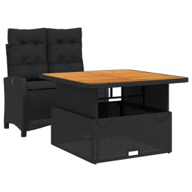vidaXL 2-tlg. Garten-Essgruppe mit Kissen Schwarz Poly Rattan