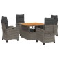 vidaXL 5-tlg. Garten-Essgruppe mit Kissen Grau Poly Rattan vidaXL 5-tlg. Garten-Essgruppe mit Kissen Grau Poly Rattan