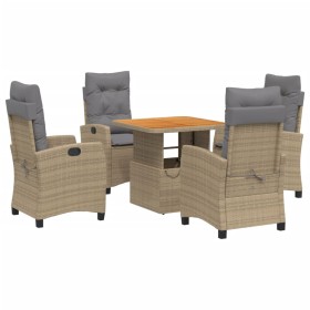 vidaXL 5-tlg. Garten-Essgruppe mit Kissen Beige Poly Rattan