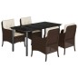vidaXL 5-tlg. Garten-Essgruppe mit Kissen Braun Poly Rattan vidaXL 5-tlg. Garten-Essgruppe mit Kissen Braun Poly Rattan