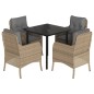 vidaXL 5-tlg. Garten-Essgruppe mit Kissen Beige Poly Rattan vidaXL 5-tlg. Garten-Essgruppe mit Kissen Beige Poly Rattan