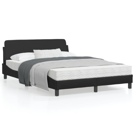 vidaXL Bettgestell mit Kopfteil Schwarz 140x190 cm Kunstleder