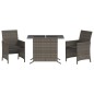 vidaXL 3-tlg. Bistro-Set mit Kissen Grau Poly Rattan vidaXL 3-tlg. Bistro-Set mit Kissen Grau Poly Rattan