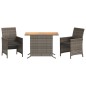 vidaXL 3-tlg. Bistro-Set mit Kissen Grau Poly Rattan vidaXL 3-tlg. Bistro-Set mit Kissen Grau Poly Rattan