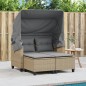 vidaXL Gartensofa 2-Sitzer mit Dach und Hockern Beige Poly Rattan vidaXL Gartensofa 2-Sitzer mit Dach und Hockern Beige Poly Rattan