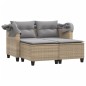 vidaXL Gartensofa 2-Sitzer mit Dach und Hockern Beige Poly Rattan vidaXL Gartensofa 2-Sitzer mit Dach und Hockern Beige Poly Rattan