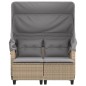 vidaXL Gartensofa 2-Sitzer mit Dach und Hockern Beige Poly Rattan vidaXL Gartensofa 2-Sitzer mit Dach und Hockern Beige Poly Rattan