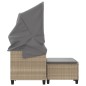 vidaXL Gartensofa 2-Sitzer mit Dach und Hockern Beige Poly Rattan vidaXL Gartensofa 2-Sitzer mit Dach und Hockern Beige Poly Rattan