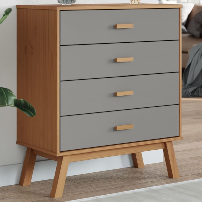 vidaXL Schubladenschrank OLDEN Grau und Braun Massivholz Kiefer vidaXL Schubladenschrank OLDEN Grau und Braun Massivholz Kiefer
