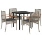 vidaXL 5-tlg. Garten-Essgruppe mit Kissen Grau Poly Rattan vidaXL 5-tlg. Garten-Essgruppe mit Kissen Grau Poly Rattan