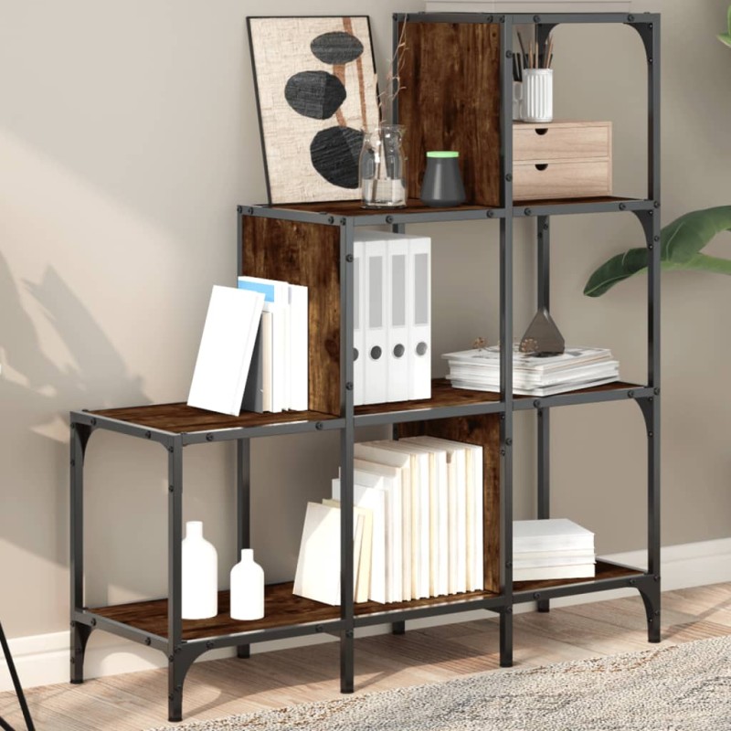 vidaXL Bücherregal Räuchereiche 92x30x102 cm Holzwerkstoff und Metall vidaXL Bücherregal Räuchereiche 92x30x102 cm Holzwerkstoff und Metall