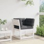 vidaXL Gartensofa mit Armlehnen und Kissen Weiß Massivholz Kiefer vidaXL Gartensofa mit Armlehnen und Kissen Weiß Massivholz Kiefer