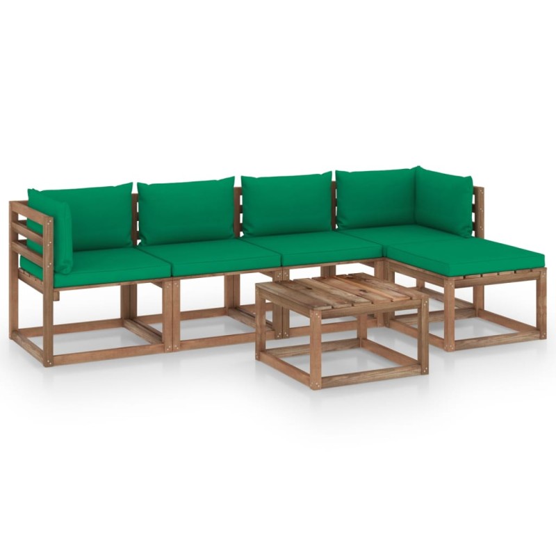 6-tlg. Garten-Lounge-Set mit Grünen Kissen 6-tlg. Garten-Lounge-Set mit Grünen Kissen