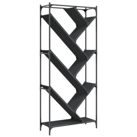 vidaXL Bücherregal Schwarz 79x30x180 cm Holzwerkstoff und Metall