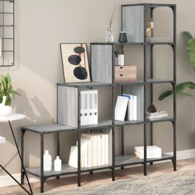vidaXL Bücherregal Grau Sonoma 122x30x132 cm Holzwerkstoff und Metall