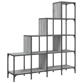vidaXL Bücherregal Grau Sonoma 122x30x132 cm Holzwerkstoff und Metall