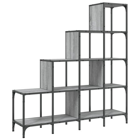 vidaXL Bücherregal Grau Sonoma 122x30x132 cm Holzwerkstoff und Metall