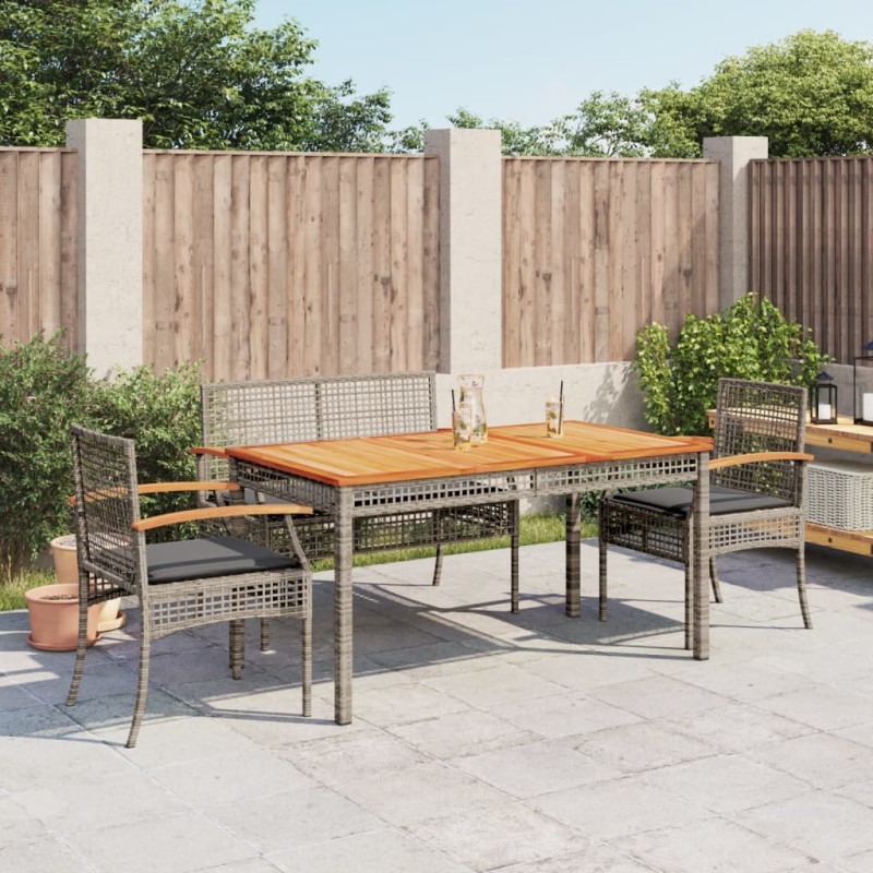 vidaXL 4-tlg. Garten-Essgruppe mit Kissen Grau Poly Rattan vidaXL 4-tlg. Garten-Essgruppe mit Kissen Grau Poly Rattan