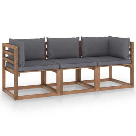 Garten-Palettensofa 2-Sitzer mit Kissen in Anthrazit