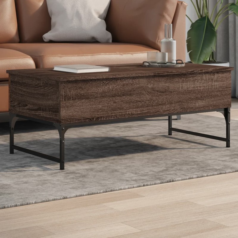 vidaXL Couchtisch Braun Eichen-Optik 100x50x40 cm Holzwerkstoff Metall vidaXL Couchtisch Braun Eichen-Optik 100x50x40 cm Holzwerkstoff Metall