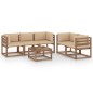 6-tlg. Garten-Lounge-Set mit Beige Kissen 6-tlg. Garten-Lounge-Set mit Beige Kissen