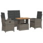 vidaXL 4-tlg. Garten-Essgruppe mit Kissen Grau Poly Rattan vidaXL 4-tlg. Garten-Essgruppe mit Kissen Grau Poly Rattan