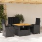 vidaXL 4-tlg. Garten-Essgruppe mit Kissen Schwarz Poly Rattan vidaXL 4-tlg. Garten-Essgruppe mit Kissen Schwarz Poly Rattan