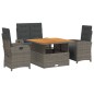 vidaXL 4-tlg. Garten-Essgruppe mit Kissen Grau Poly Rattan vidaXL 4-tlg. Garten-Essgruppe mit Kissen Grau Poly Rattan
